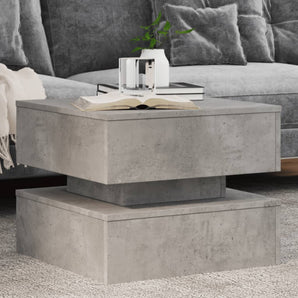 Măsuță de cafea cu lumini LED, gri beton, 50x50x40 cm