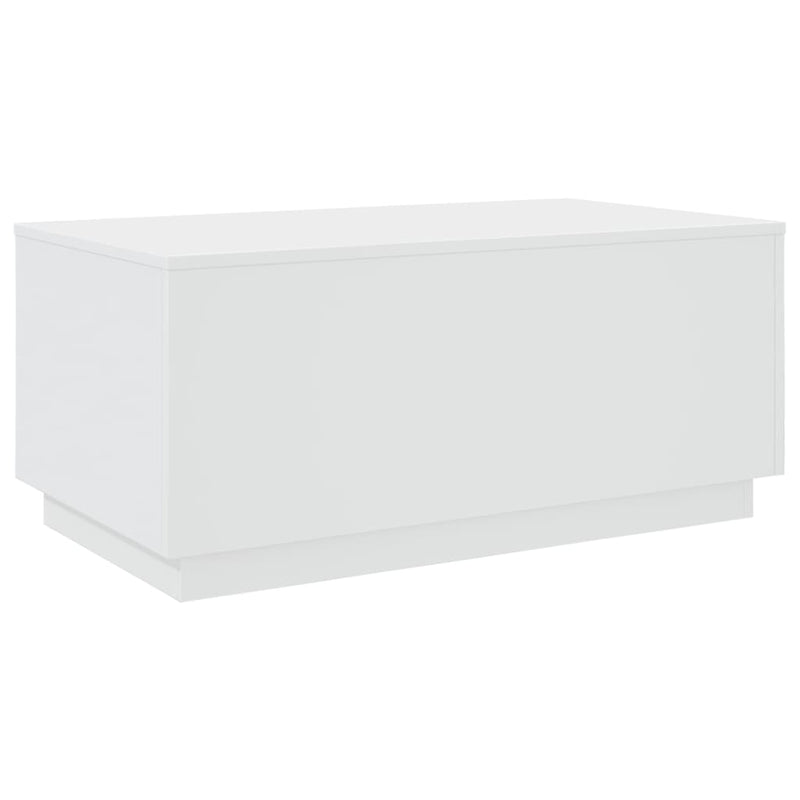 Măsuță de cafea cu lumini LED, alb, 90x50x40 cm