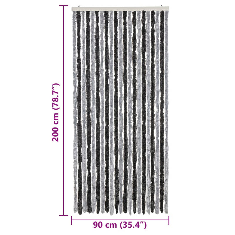 Perdea pentru insecte, gri și negru, 90x200 cm, chenille