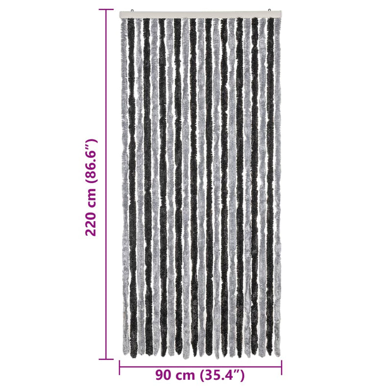 Perdea pentru insecte, gri și negru, 90x220 cm, chenille