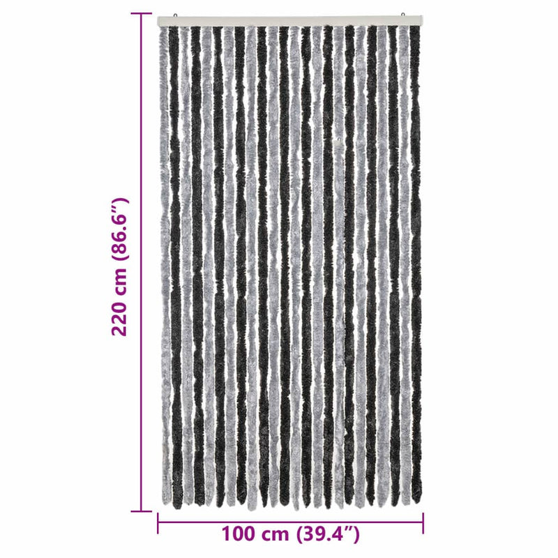 Perdea pentru insecte, gri și negru, 100x220 cm, chenille