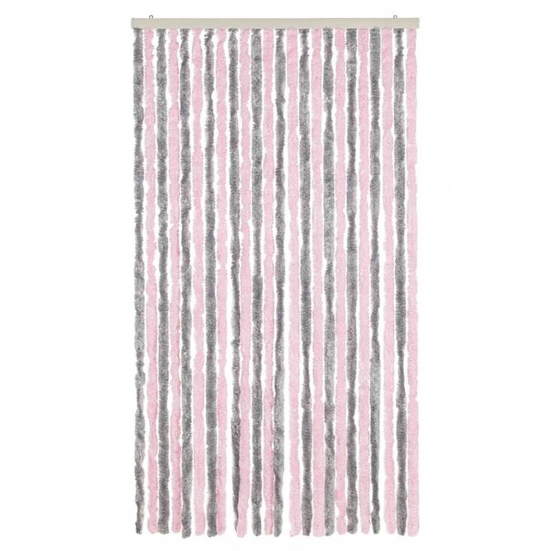 Perdea pentru insecte, gri argintiu și roz, 100x220cm, chenille