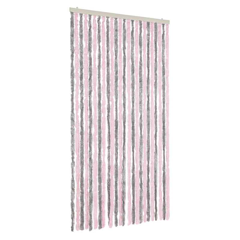 Perdea pentru insecte, gri argintiu și roz, 100x230cm, chenille
