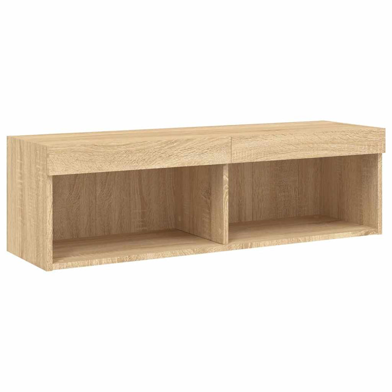 Unități de perete TV cu LED-uri, 5 piese, stejar sonoma, lemn