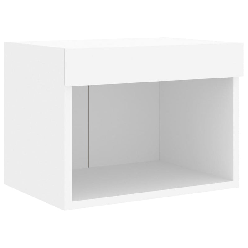 Set comode TV de perete, 7 piese, cu lumini LED, alb