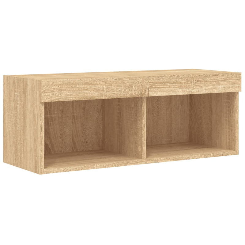 Comode TV de perete cu lumini LED, 8 piese, stejar sonoma