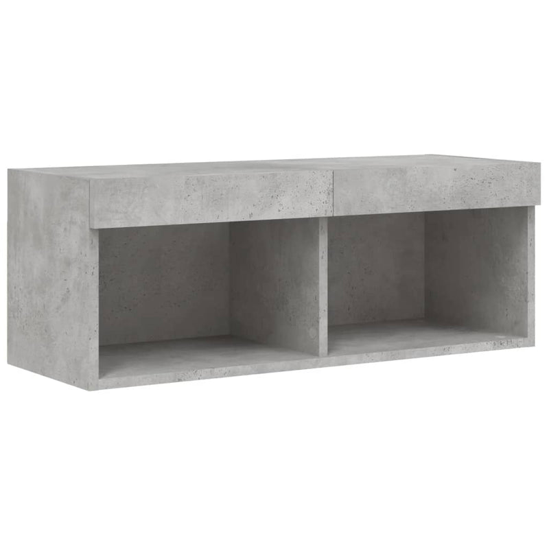 Set comode TV de perete cu lumini LED, 8 piese, gri beton