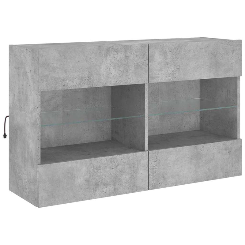 Set comode TV de perete cu lumini LED, 6 piese, gri beton