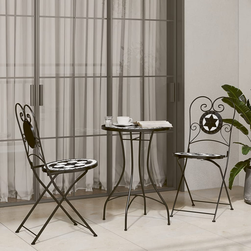 Scaune pliante 2 buc. ceramică alb-negru