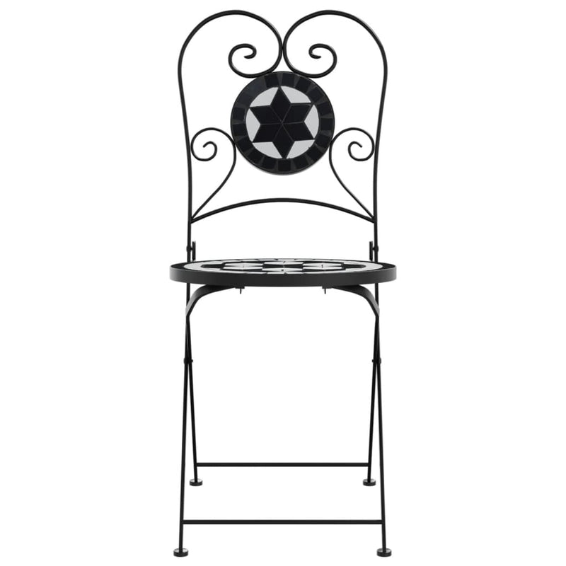 Scaune pliante 2 buc. ceramică alb-negru