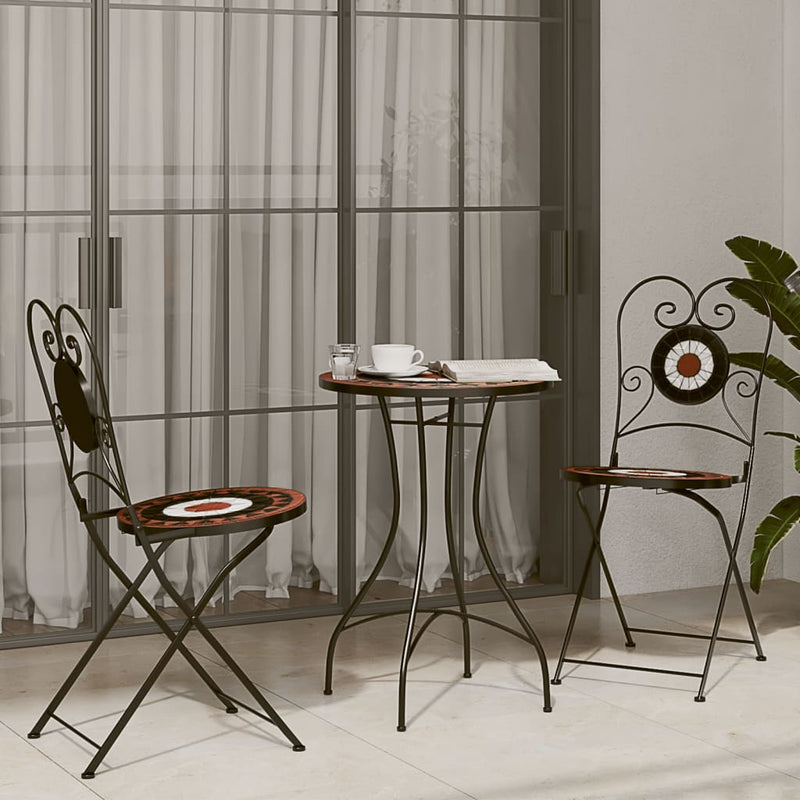 Scaune pliante 2 buc Teracotă și Ceramică Albă