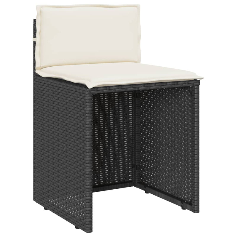 Set bistro cu perne, 3 piese, negru, poliratan