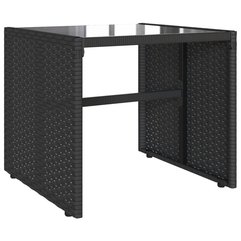 Set mobilier de grădină cu perne, 4 piese, negru, poliratan