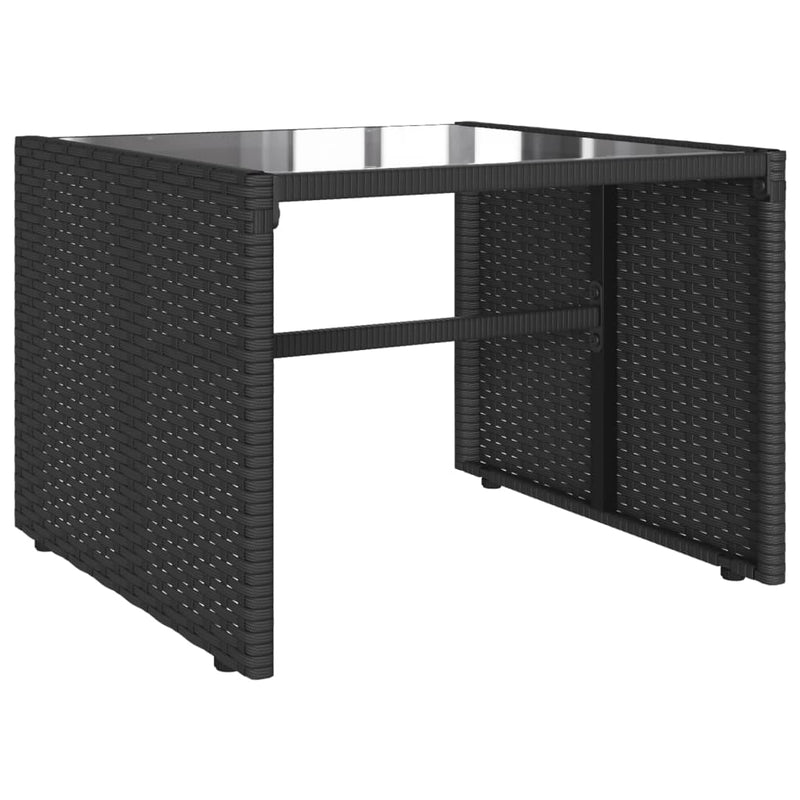 Set mobilier de grădină cu perne, 4 piese, negru, poliratan