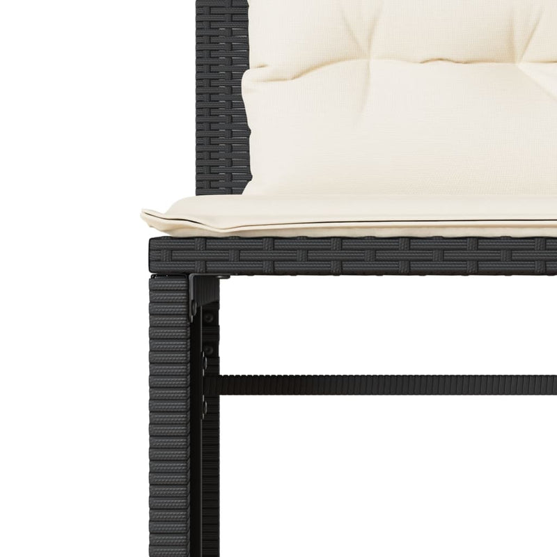 Set mobilier de grădină cu perne, 4 piese, negru, poliratan