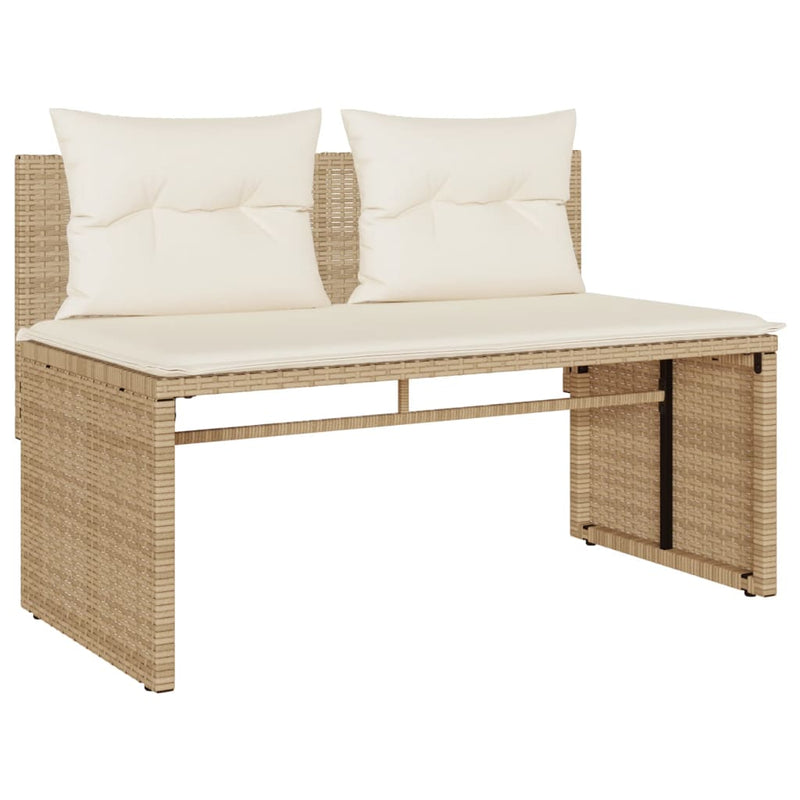 Set canapele de grădină, 4 piese, cu perne, bej, poliratan