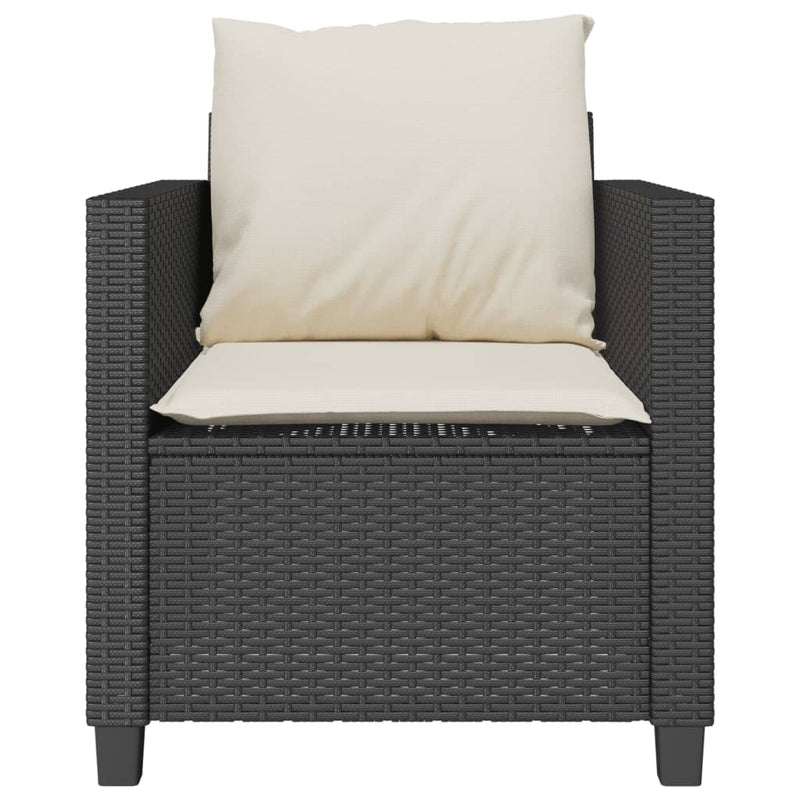 Set bistro cu perne, 3 piese, negru, poliratan