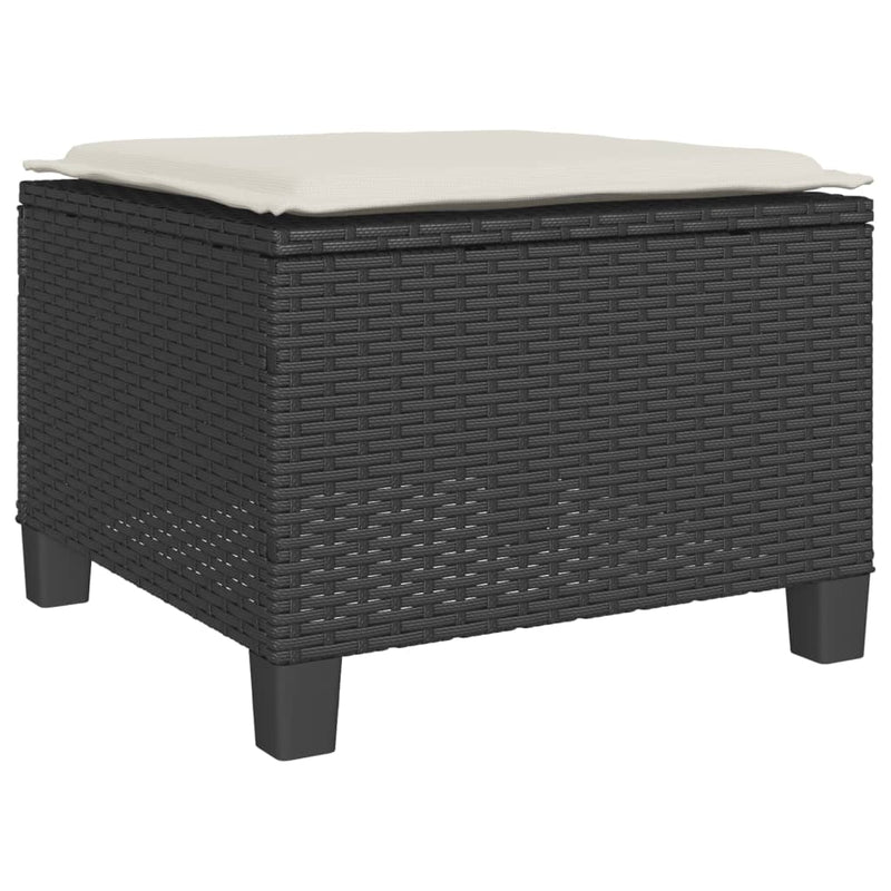 Set bistro cu perne, 3 piese, negru, poliratan