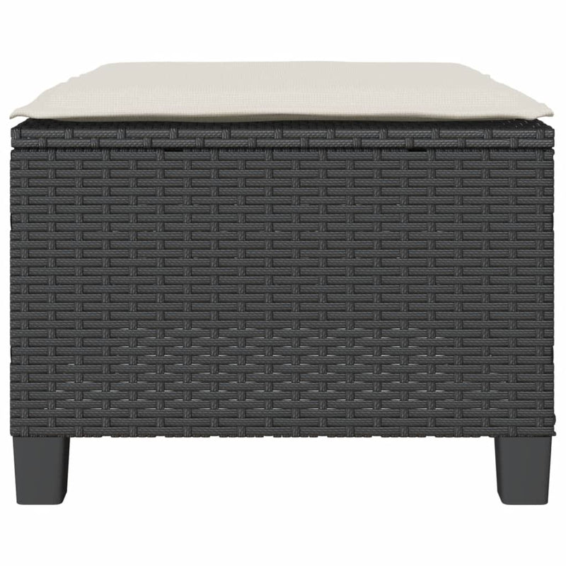Set bistro cu perne, 3 piese, negru, poliratan