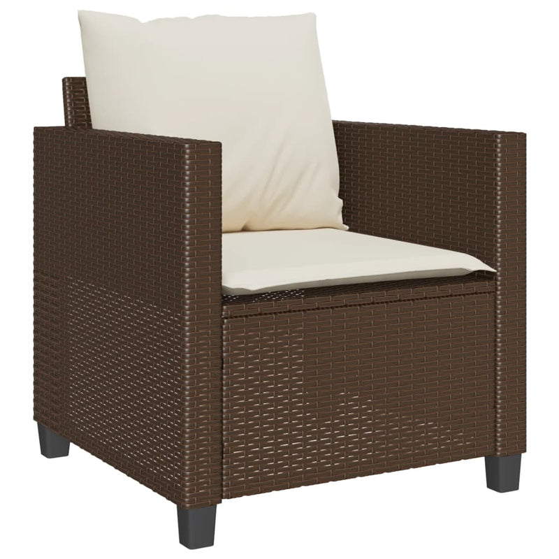 Set bistro cu perne, 3 piese, maro, poliratan