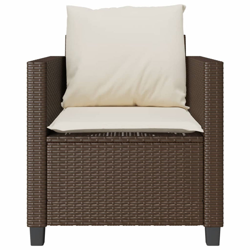 Set bistro cu perne, 3 piese, maro, poliratan