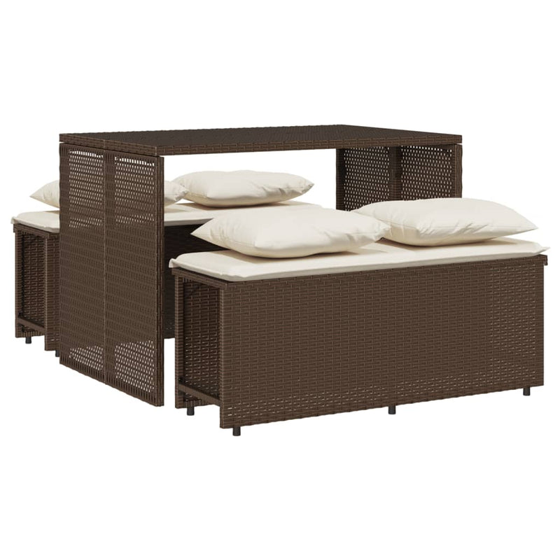 Set mobilier de grădină cu perne, 3 piese, maro, poliratan