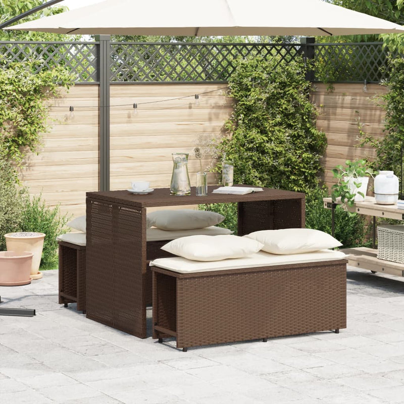 Set mobilier de grădină cu perne, 3 piese, maro, poliratan