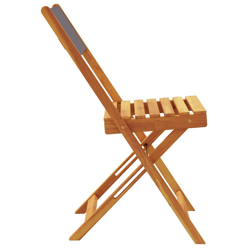 Scaune pliante 2 buc. antracit, lemn masiv de salcâm și material textil