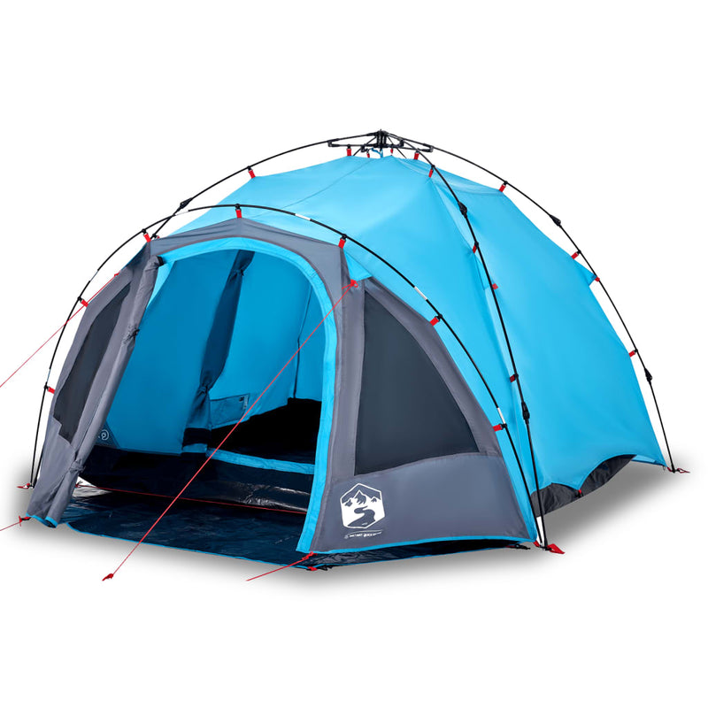 Cort de camping cupolă 3 persoane, setare rapidă, albastru