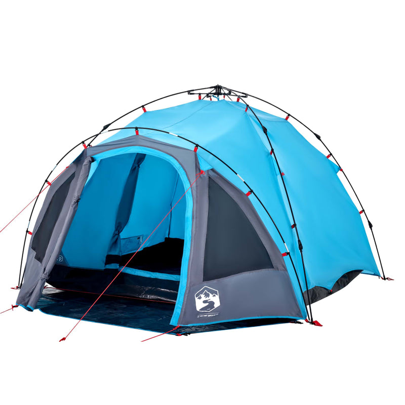 Cort de camping cupolă 3 persoane, setare rapidă, albastru