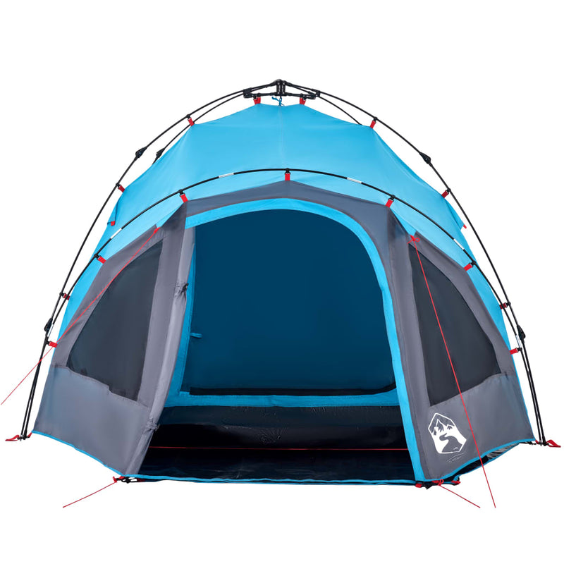 Cort de camping cupolă 3 persoane, setare rapidă, albastru