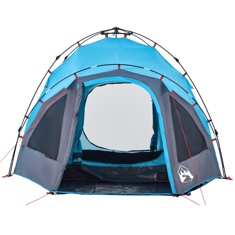 Cort de camping cupolă 3 persoane, setare rapidă, albastru