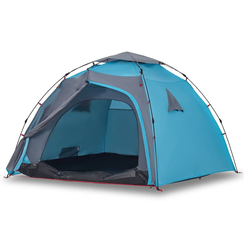Cort de camping cupolă 4 persoane, setare rapidă, albastru