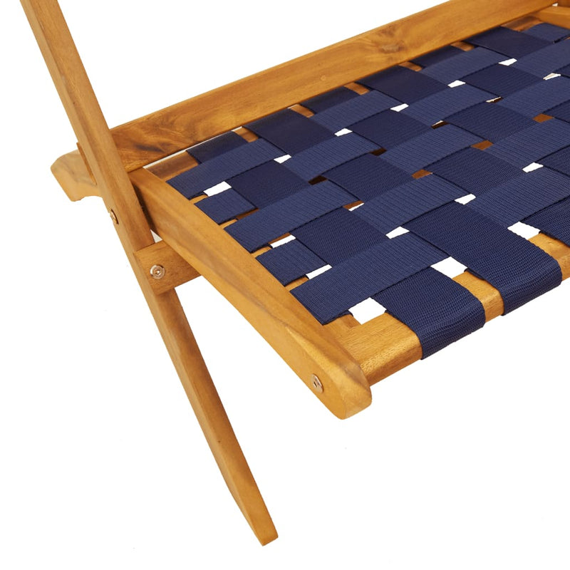 Scaune pliante 2 buc., albastru închis, lemn masiv de salcâm și material textil