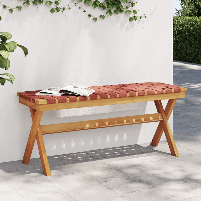 Bancă de grădină, roșu, lemn masiv acacia/textil