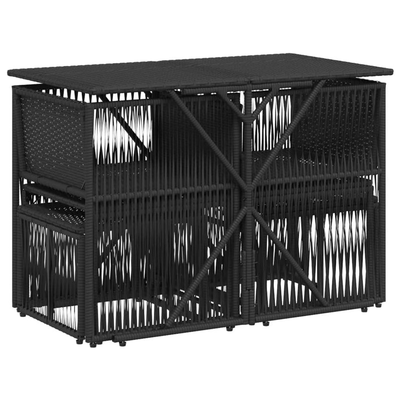 Set mobilier de grădină cu perne, 7 piese, negru, poliratan