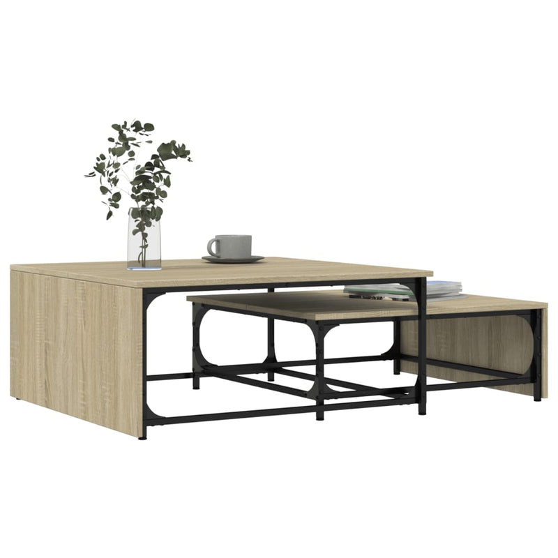 Mese suprapuse de cafea 2 buc. lemn prelucrat/metal