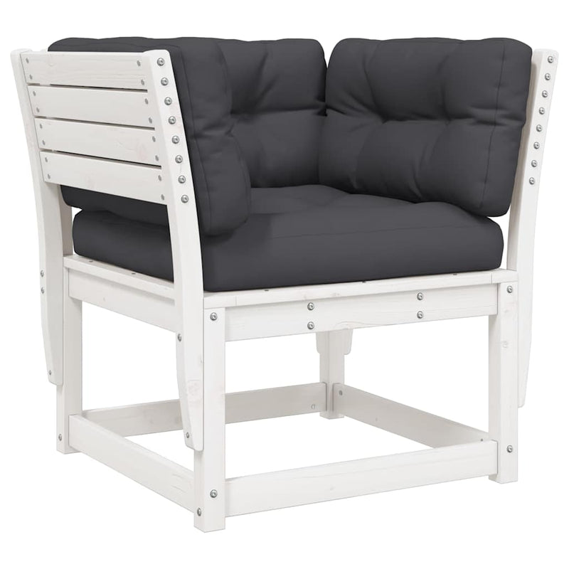 Set mobilier grădină cu perne, 8 piese, alb, lemn masiv de pin