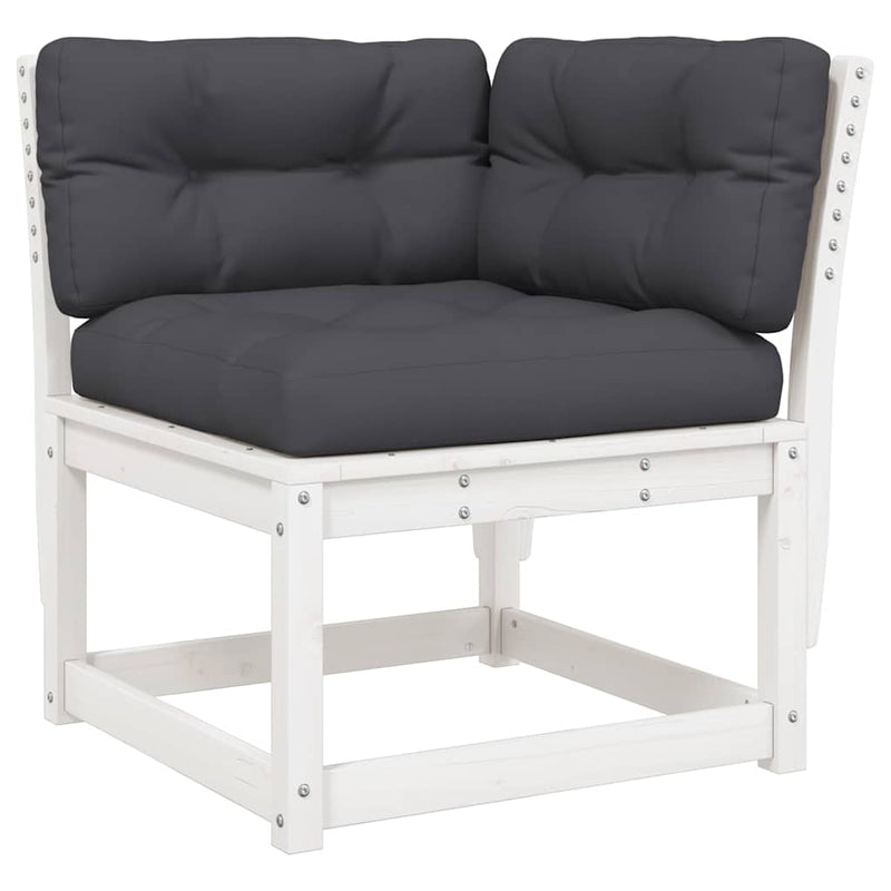Set mobilier grădină cu perne, 8 piese, alb, lemn masiv de pin