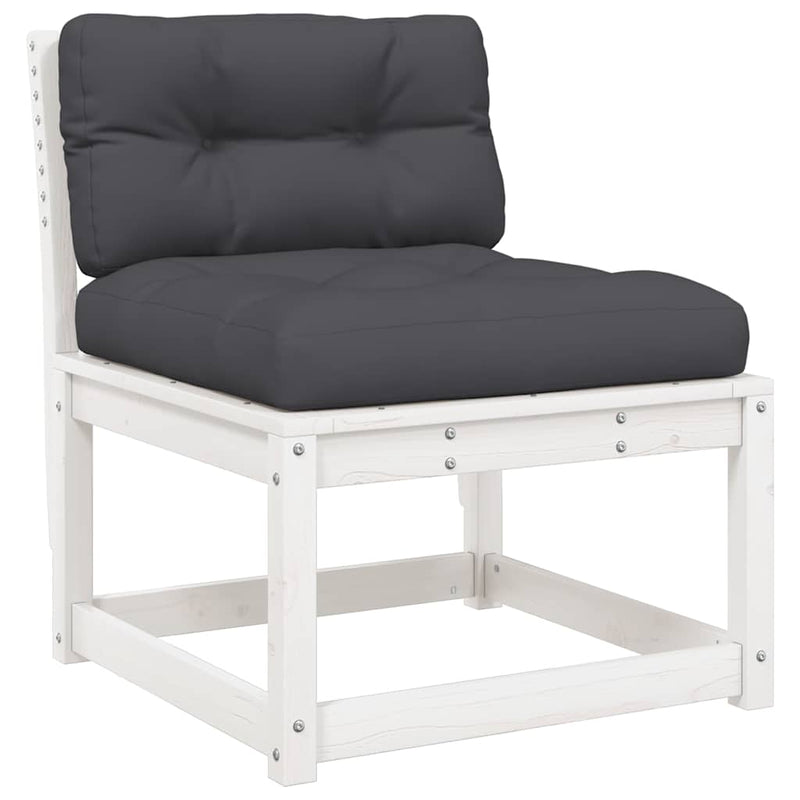 Set mobilier grădină cu perne, 8 piese, alb, lemn masiv de pin