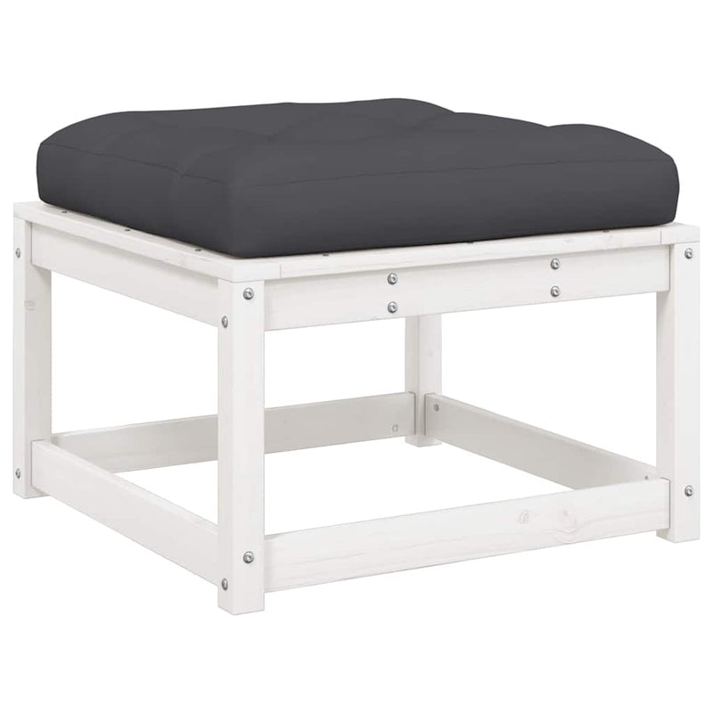 Set mobilier grădină cu perne, 8 piese, alb, lemn masiv de pin