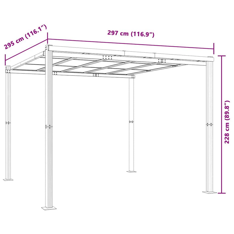 Foișor de grădină antracit 3x3 m aluminiu