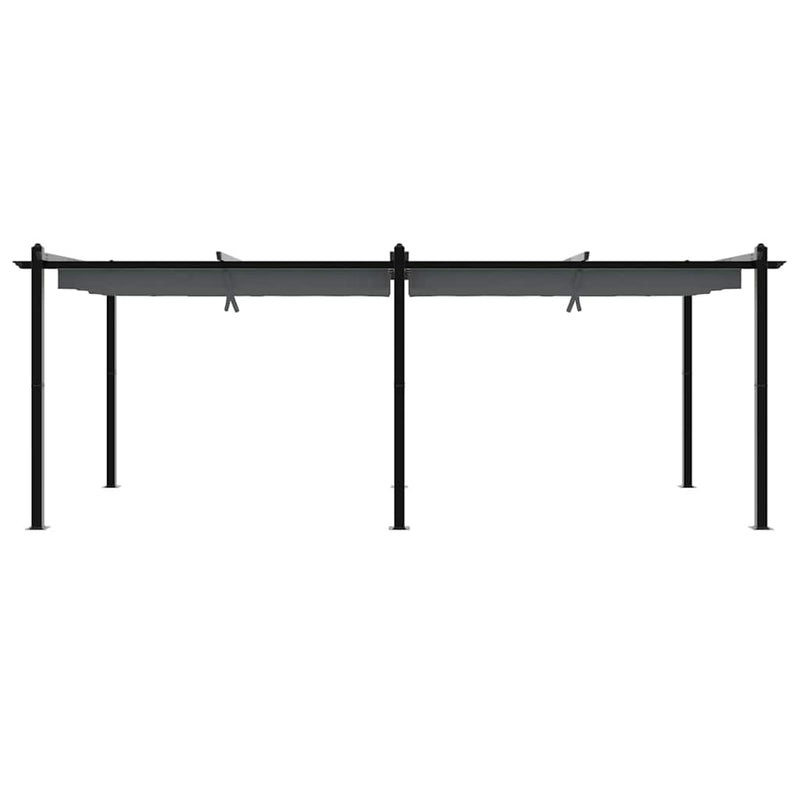 Foișor de grădină, acoperiș retractabil antracit 3x6 m aluminiu