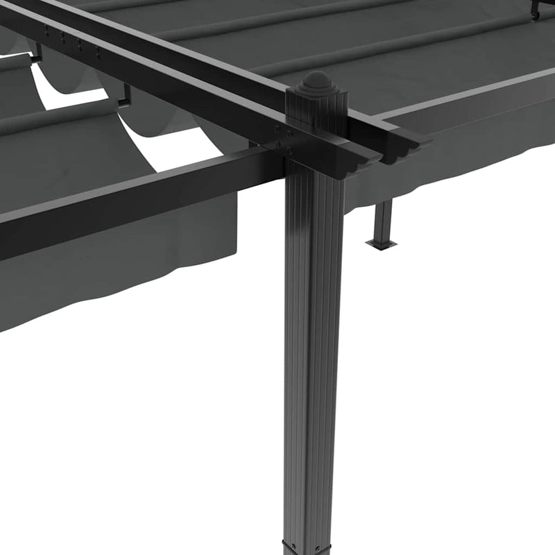 Foișor de grădină, acoperiș retractabil antracit 3x6 m aluminiu