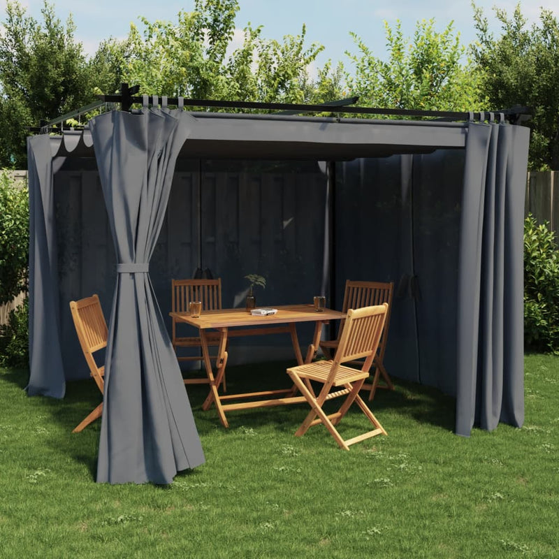 Pavilion cu draperii, antracit, 3x3 m, oțel
