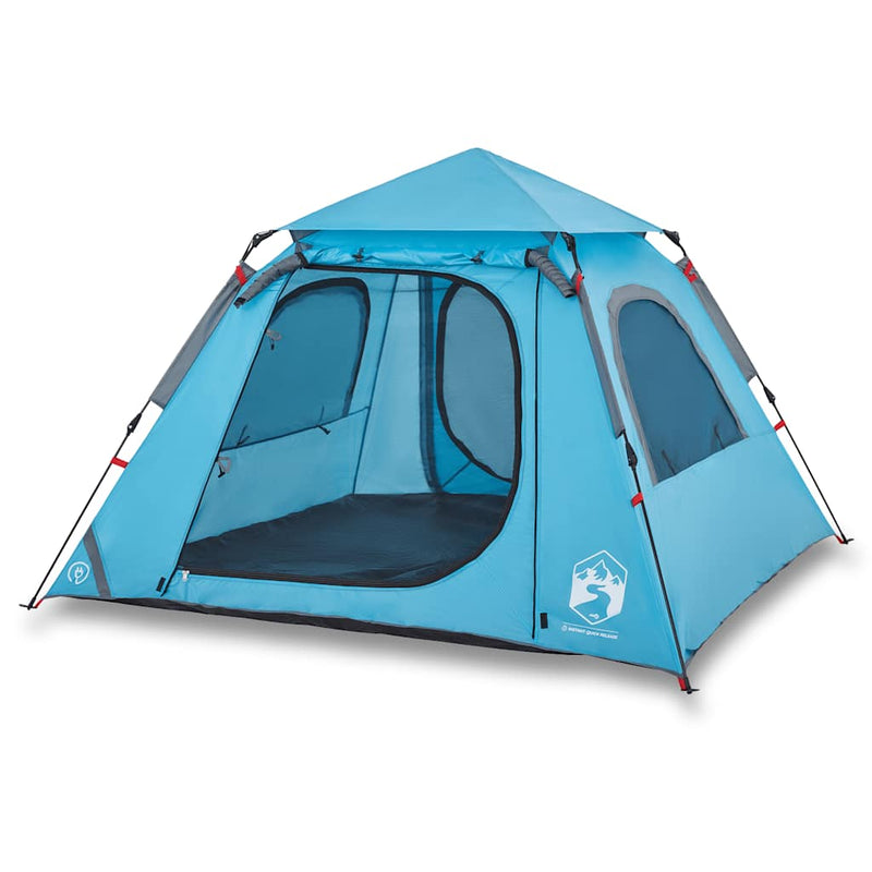 Cort de camping cupolă 4 persoane, setare rapidă, albastru