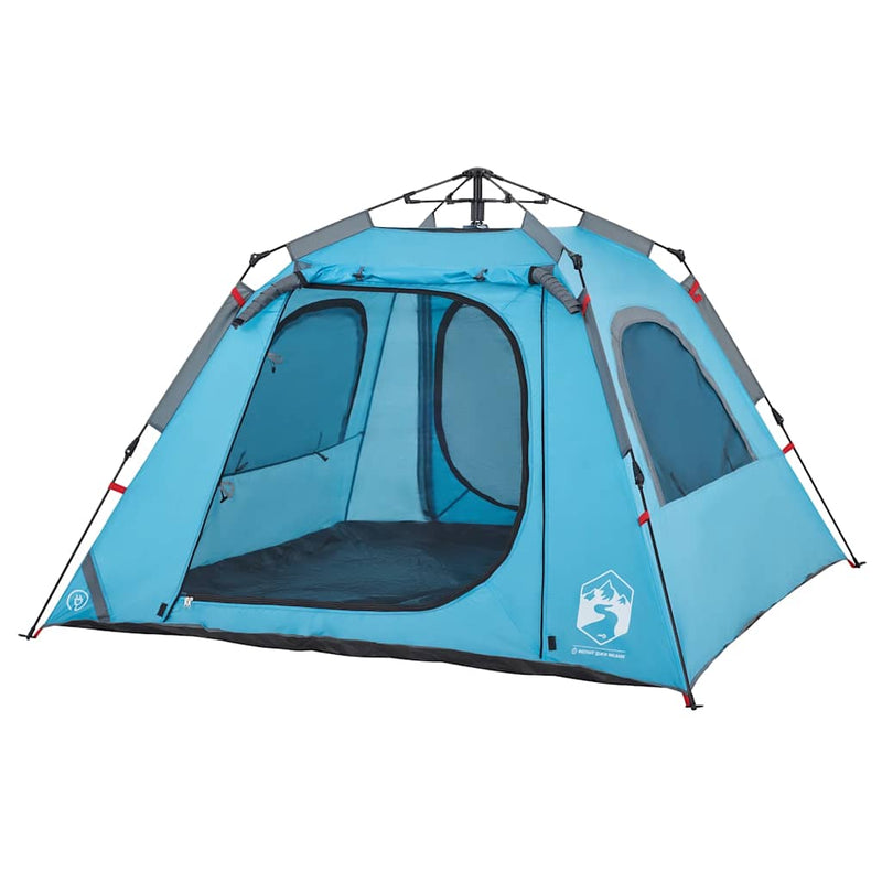 Cort de camping cupolă 4 persoane, setare rapidă, albastru