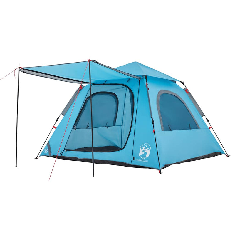 Cort de camping cupolă 4 persoane, setare rapidă, albastru