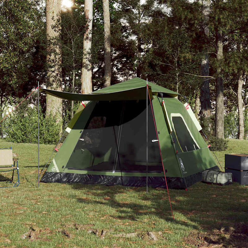 Cort de camping cupolă 5 persoane, setare rapidă, verde
