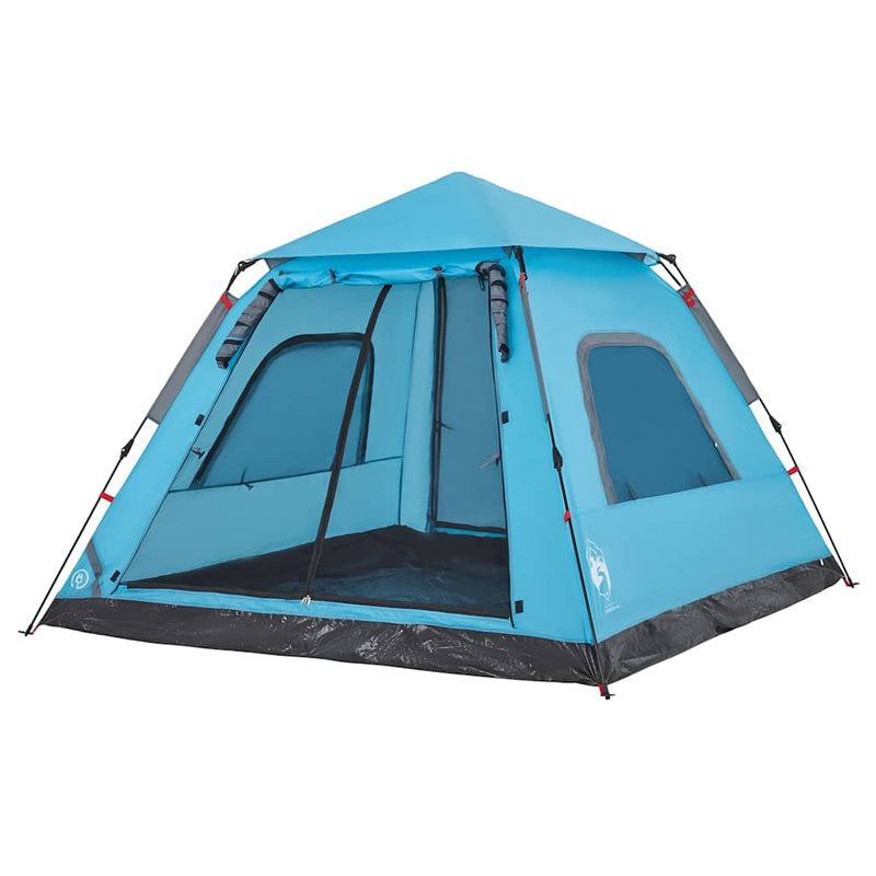 Cort de camping cupolă 5 persoane, setare rapidă, albastru